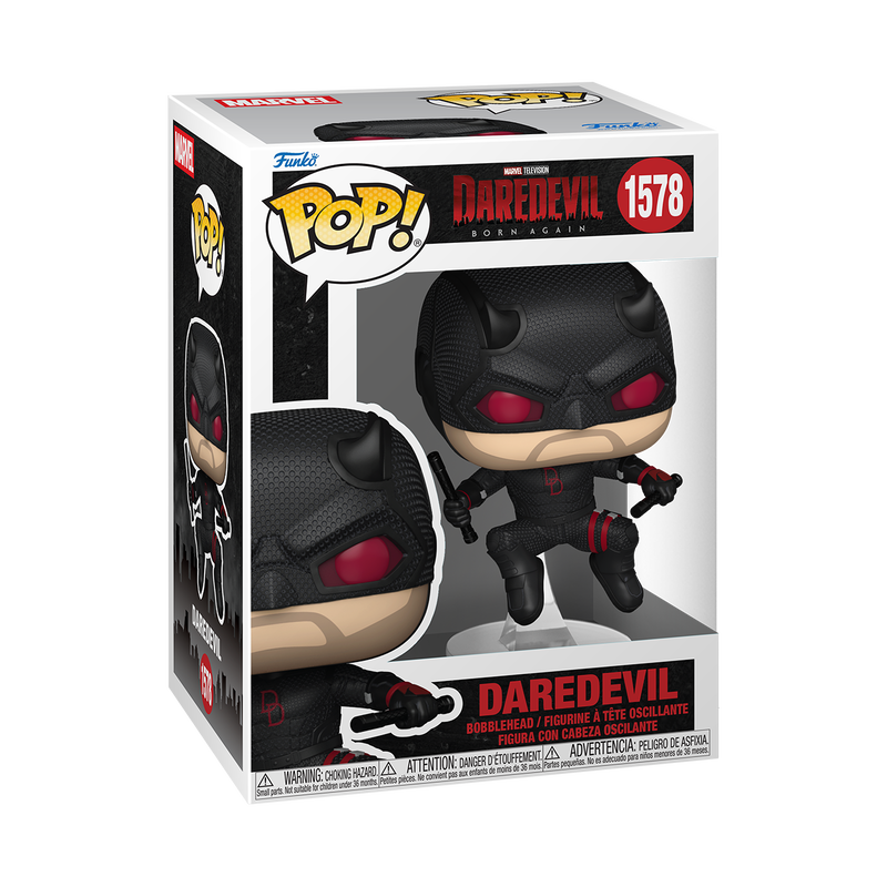 Daredevil Funko Pop! #1578 Black Suit stock photo in-box from Daredevil: Born Again