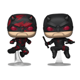 Daredevil Funko Pop! #1578 Black Suit and #1579 Battle Damaged stock photo out-of-box from Daredevil: Born Again