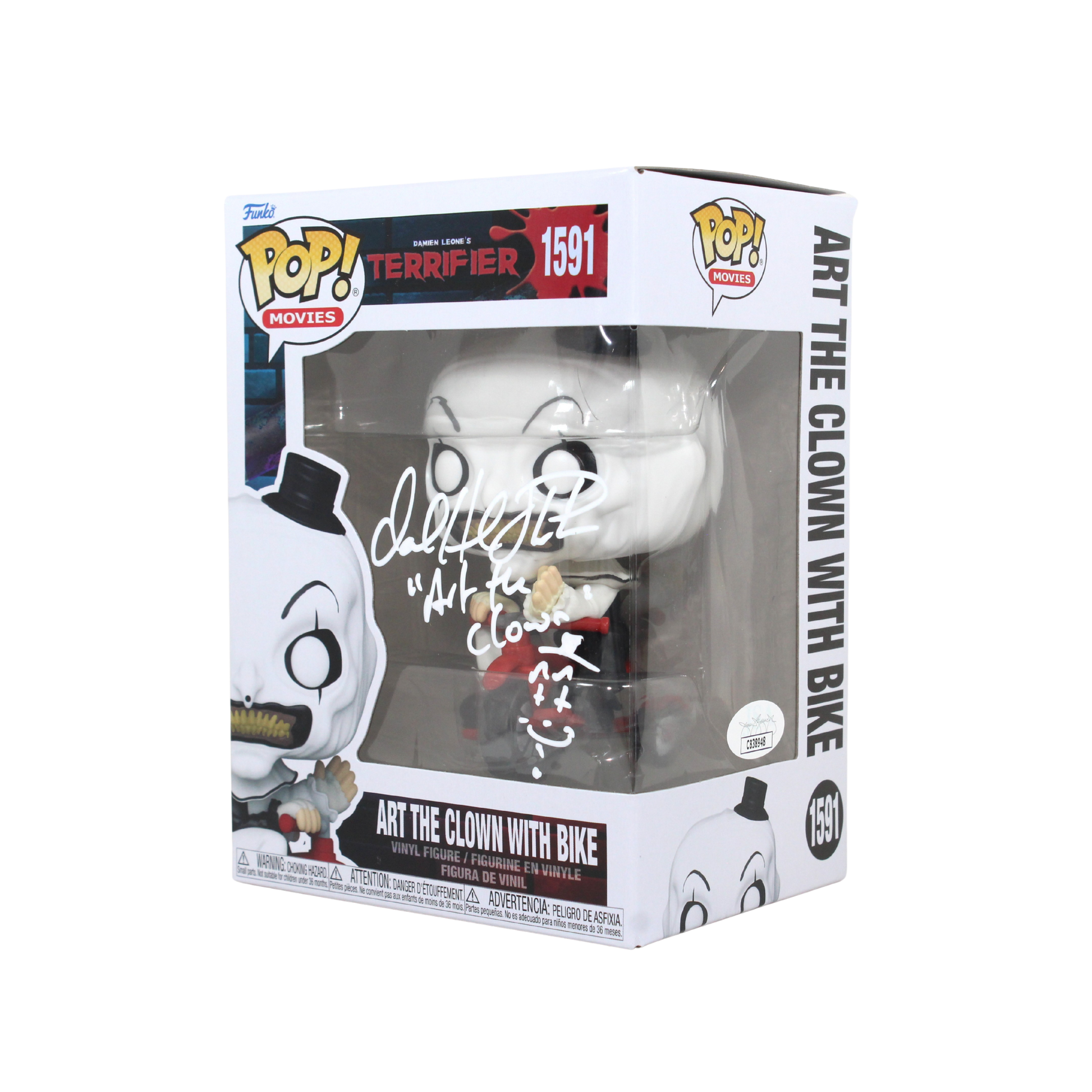 David Howard Thornton Signed Terrifier Art the Clown Bike Funko Pop Figure Corner Angle