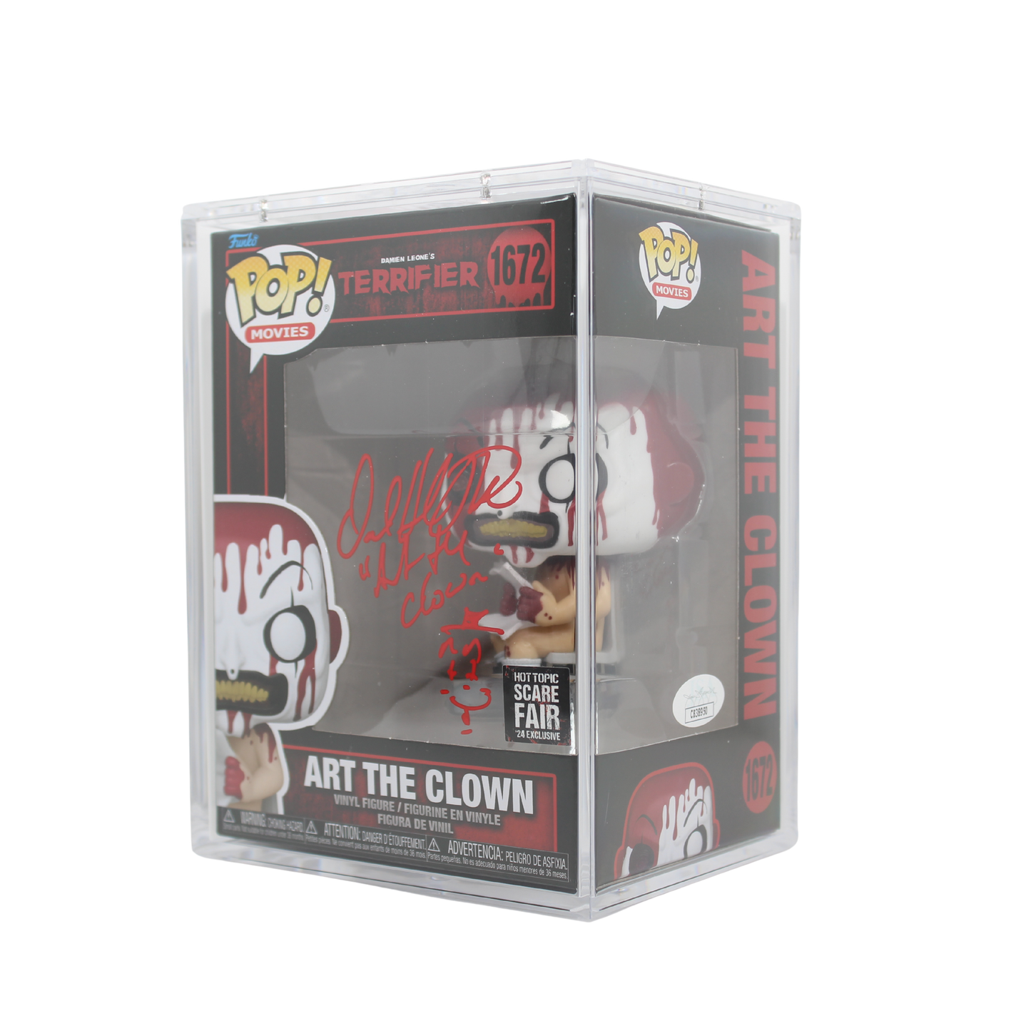 David Howard Thornton Signed Terrifier Art the Clown Hot Topic Scare Fair Funko Pop Figure Corner Angle