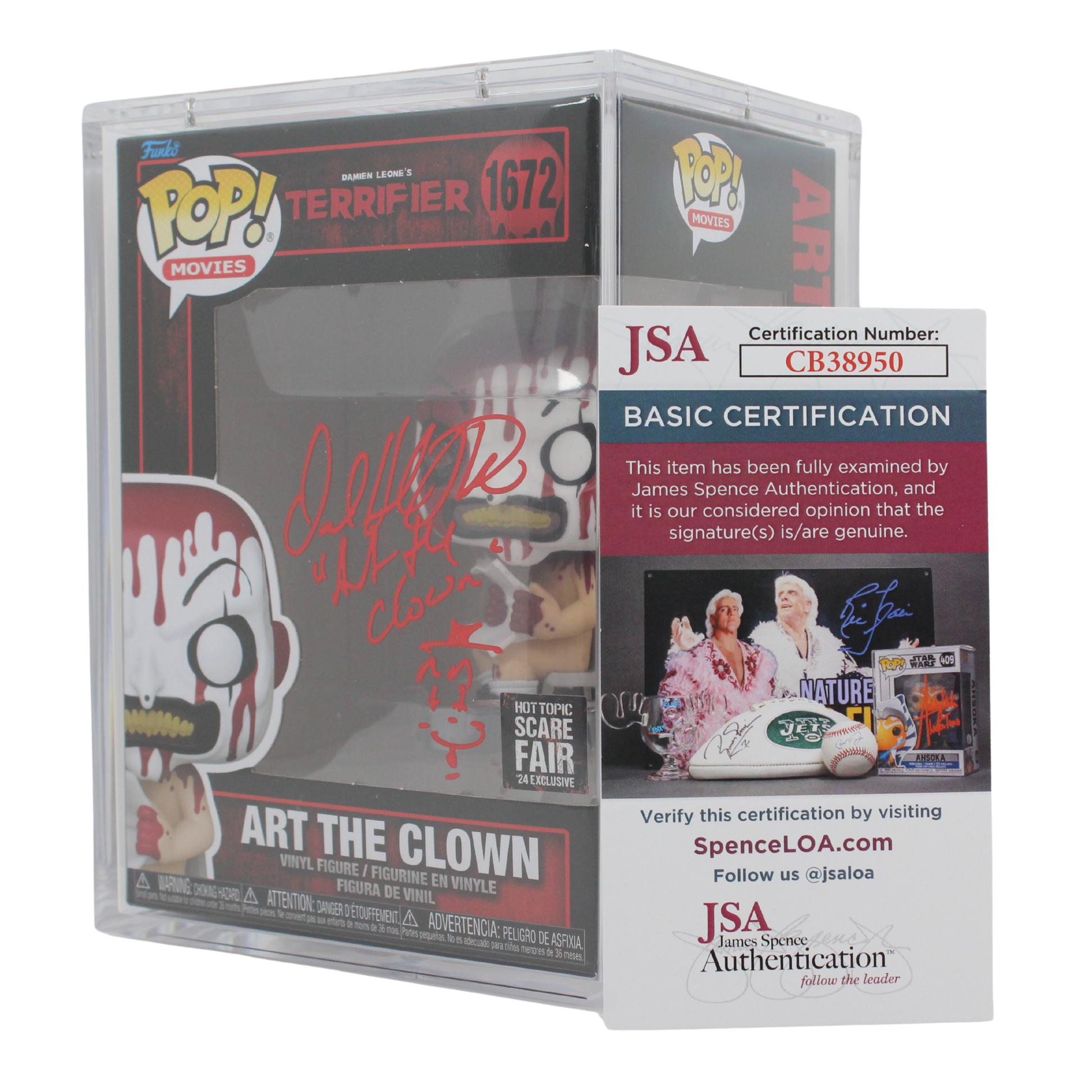 David Howard Thornton Signed Terrifier Art the Clown Hot Topic Scare Fair Funko Pop Figure JSA Authentication