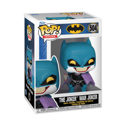 The Joker War Joker Funko Pop! #504 stock photo in-box from DC Batman