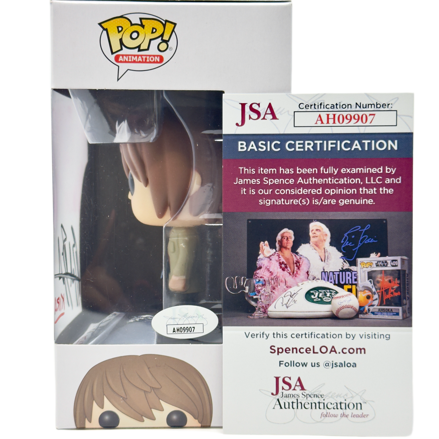 Right side of box for Light Funko Pop! #216 signed by Brad Swaile