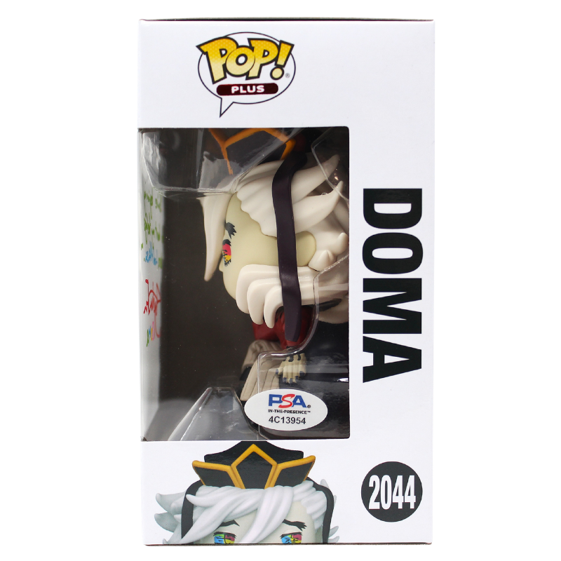 Funko Pop! Demon Slayer Doma #2044 signed by Stephen Fu with PSA Certified authentication, right side of box.