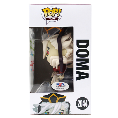 Funko Pop! Demon Slayer Doma #2044 signed by Stephen Fu with PSA Certified authentication, right side of box.