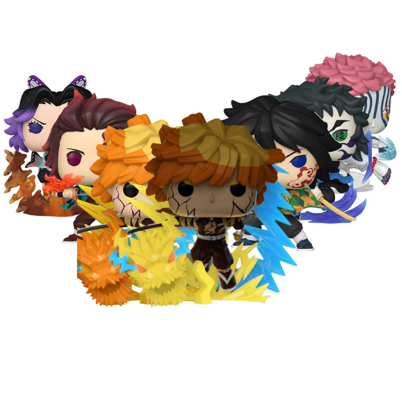 Funko Pop! Demon Slayer Collection Bundle – Tanjiro, Zenitsu, Giyu, Shinobu, Akaza & Kaigaku