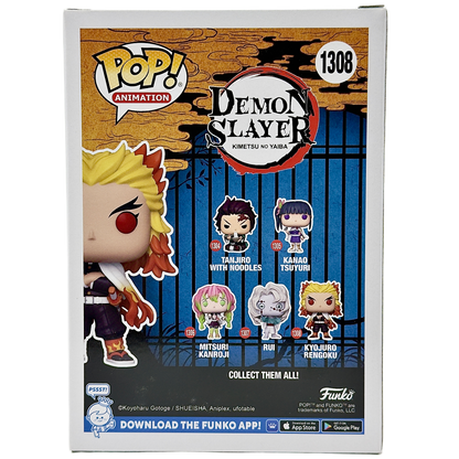 Back of box for Kyojuro Rengoku Funko Pop! #1306 Walmart Exclusive Glows In The Dark signed by Mark Whitten