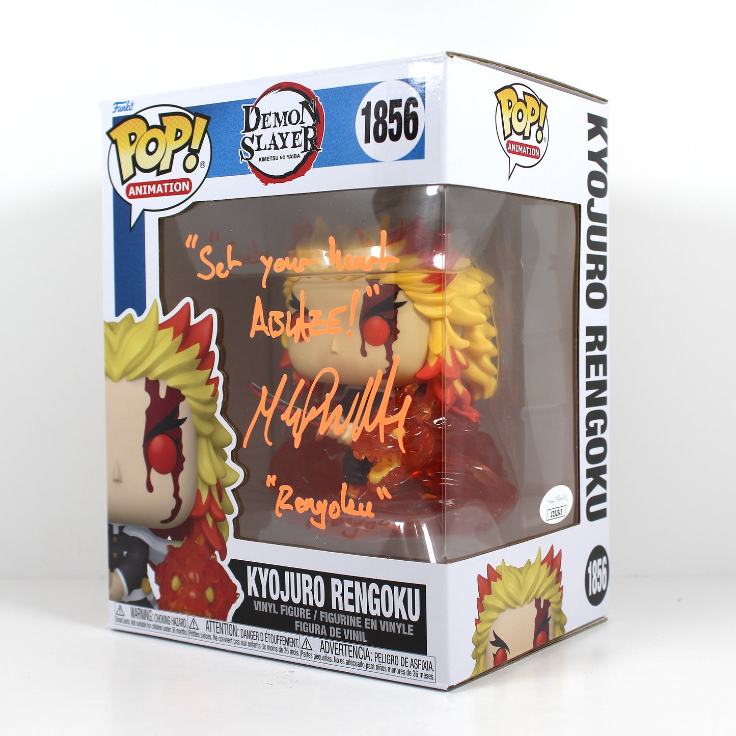 Kyojuro Rengoku Funko Pop #1856 signed right side figure view