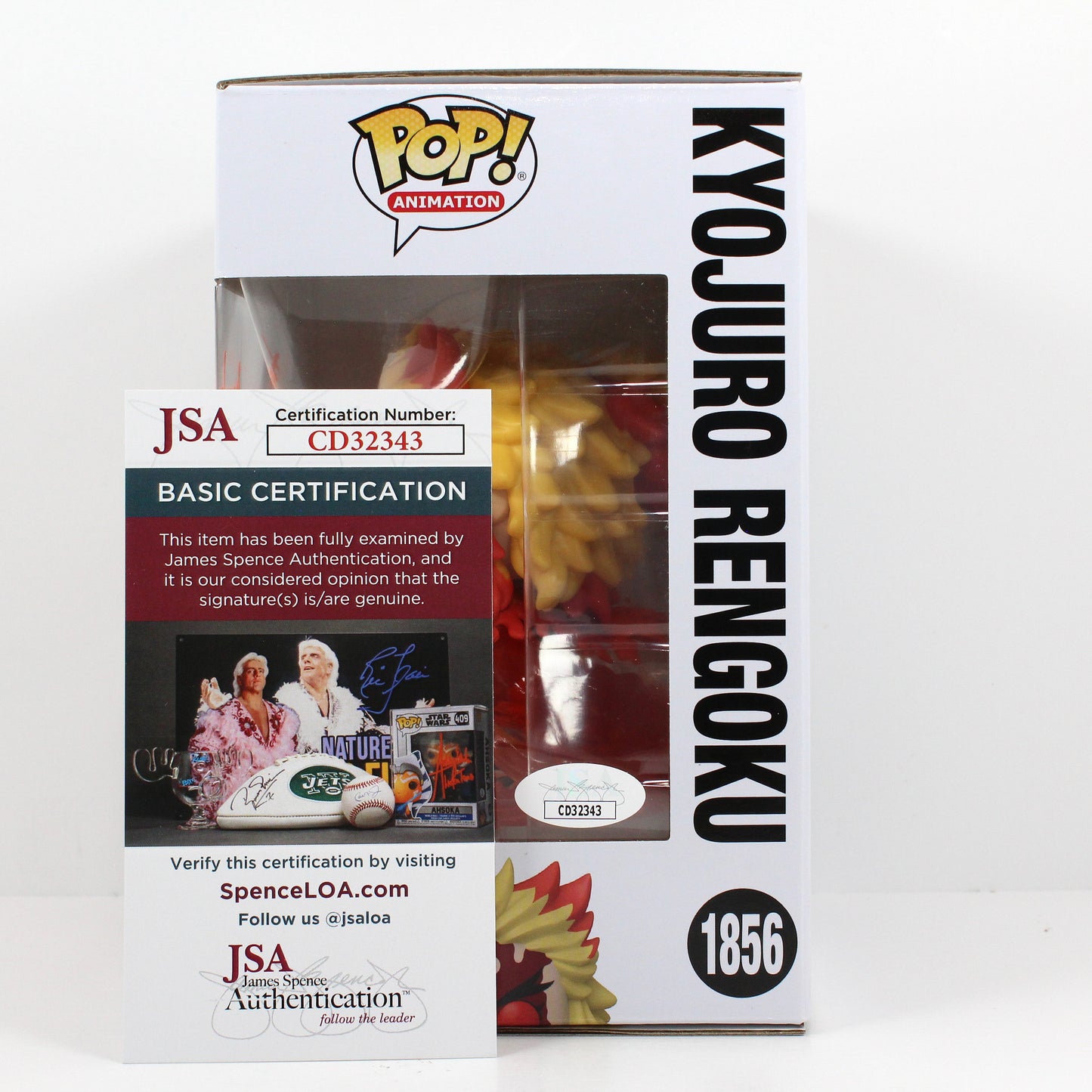 Kyojuro Rengoku Funko Pop #1856 JSA authentication sticker and JSA card