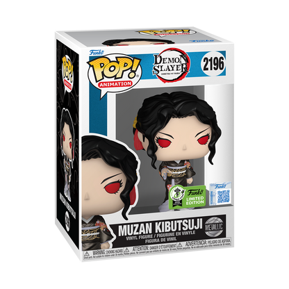 Muzan Kibutsuji Metallic Funko Pop! #2196 Emerald City Comic Con Official Convention Sticker stock photo in-box from Demon Slayer