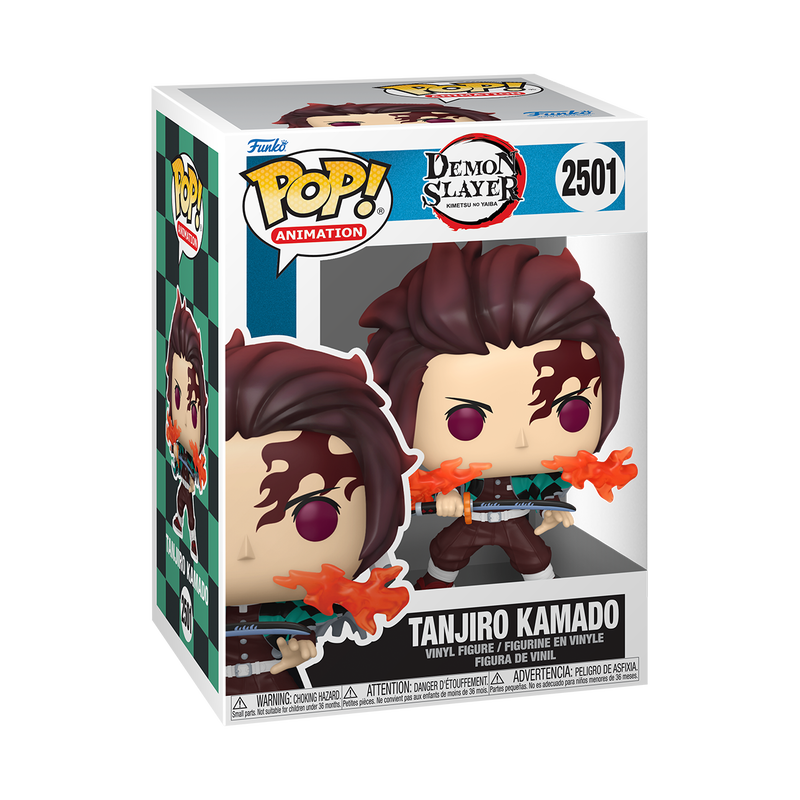 Tanjiro Kamado Fire Breathing Funko Pop! #2501 stock photo in-box from Demon Slayer