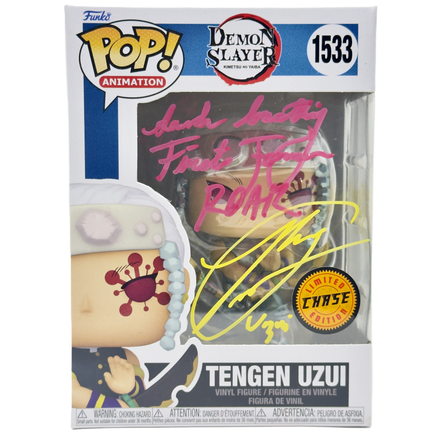 Tengen Uzui Funko Pop! #1533 Chase signed by Ray Chase with PSA authentication front in-box photo