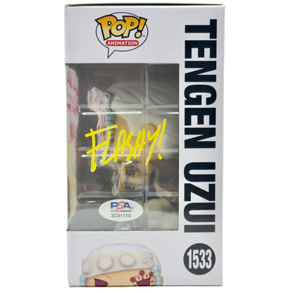 Right side of box for Tengen Uzui Funko Pop! #1533 Chase signed by Ray Chase with PSA authentication