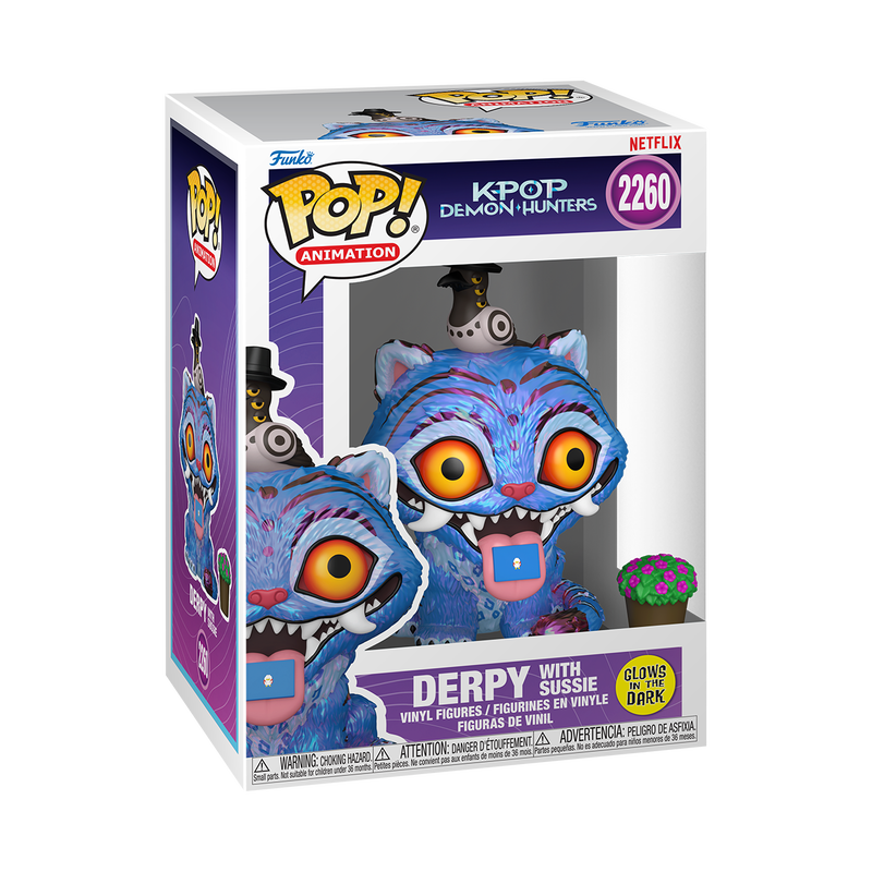 Funko Pop! Kpop Demon Hunters Derpy with Sussie #2260 Glow Funko Pop box packaging front view