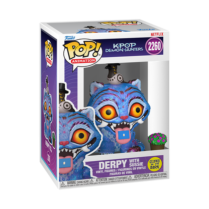 Funko Pop! Kpop Demon Hunters Derpy with Sussie #2260 Glow Funko Pop box packaging front view