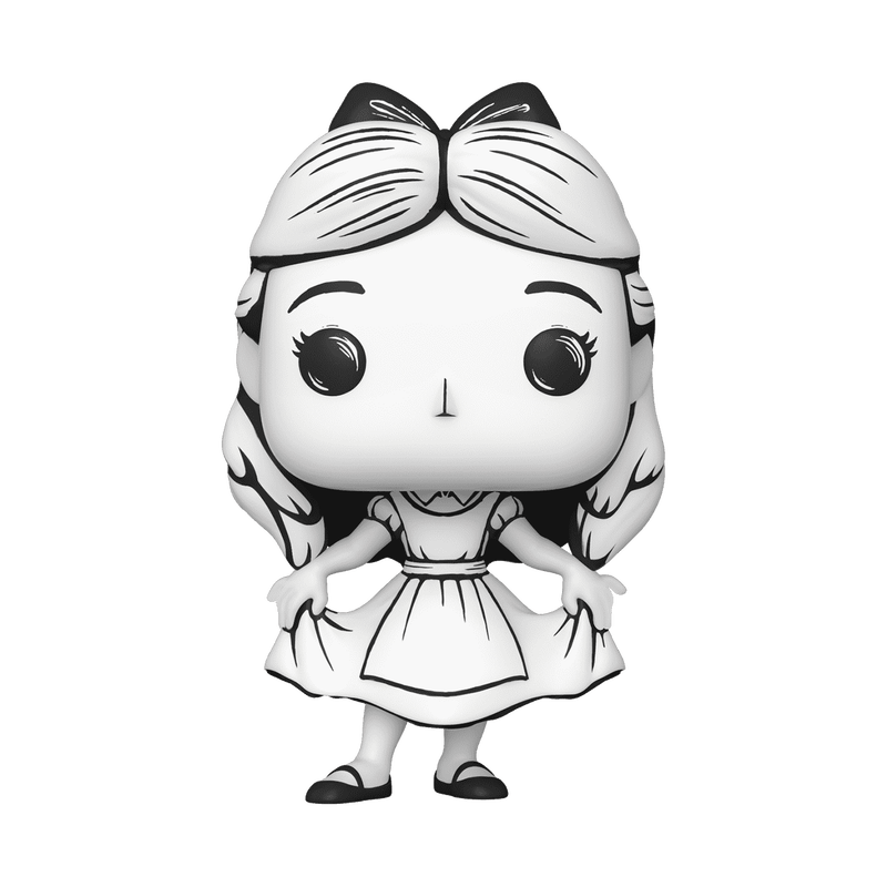 Alice Curtsying Sketched Funko Pop! #1528 Exclusive stock photo out-of-box from Disney Alice in Wonderland