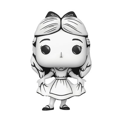 Alice Curtsying Sketched Funko Pop! #1528 Exclusive stock photo out-of-box from Disney Alice in Wonderland