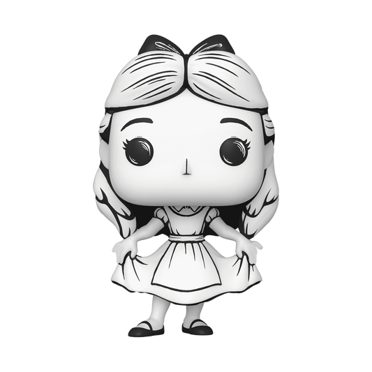 Alice Curtsying Sketched Funko Pop! #1528 Exclusive stock photo out-of-box from Disney Alice in Wonderland