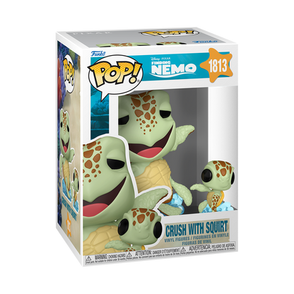 Crush with Squirt Funko Pop! #1813 stock photo in-box from Disney Pixar Finding Nemo