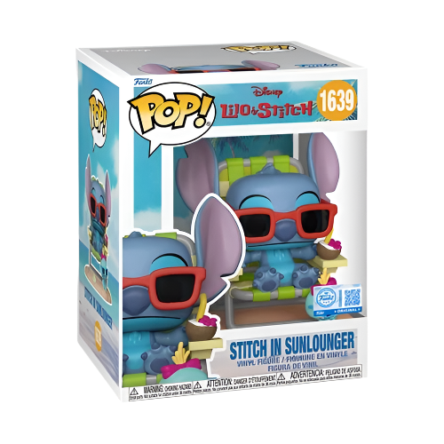 Disney Lilo and Stitch Stitch with Sunlounger Entertainment Earth Exclusive Funko Pop Packaging