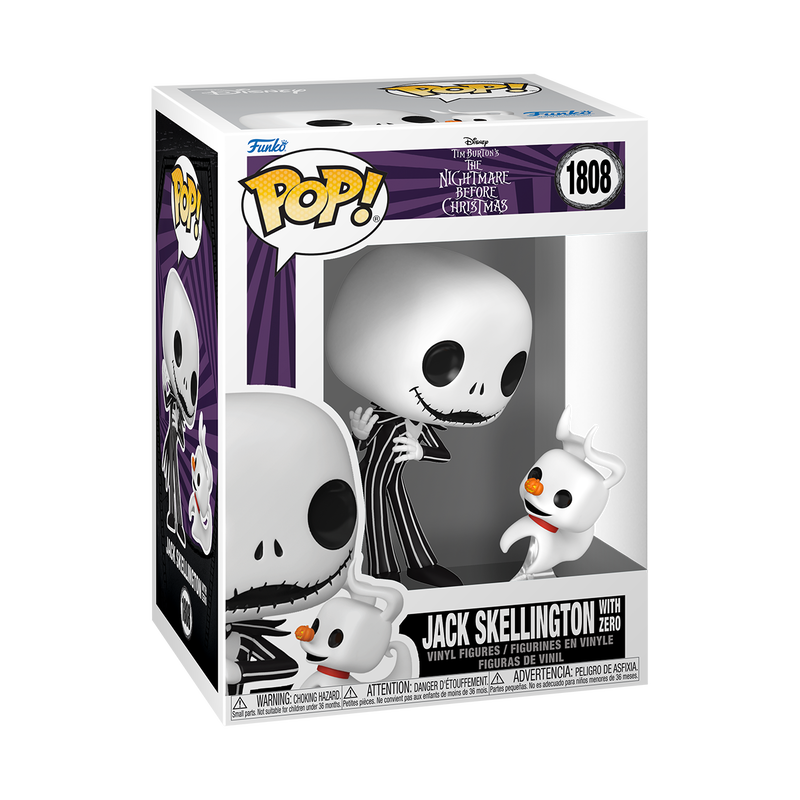 Jack Skellington with Zero Funko Pop! #1808 stock photo in-box from Disney The Nightmare Before Christmas