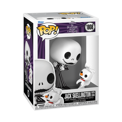 Jack Skellington with Zero Funko Pop! #1808 stock photo in-box from Disney The Nightmare Before Christmas