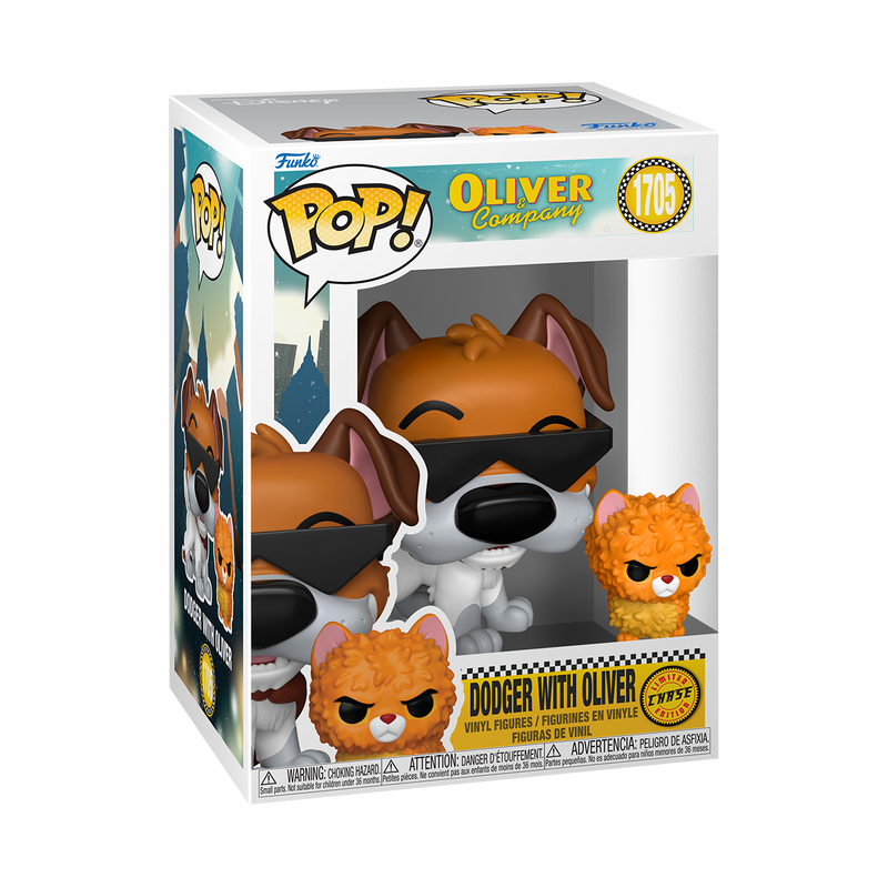 Dodger with Oliver Funko Pop! #1705 Chase stock photo in-box from Disney Oliver & Company
