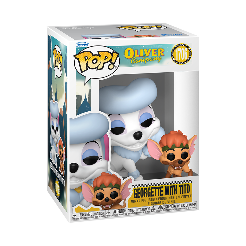 Georgette with Tito Funko Pop! #1706 stock photo in-box from Disney Oliver & Company
