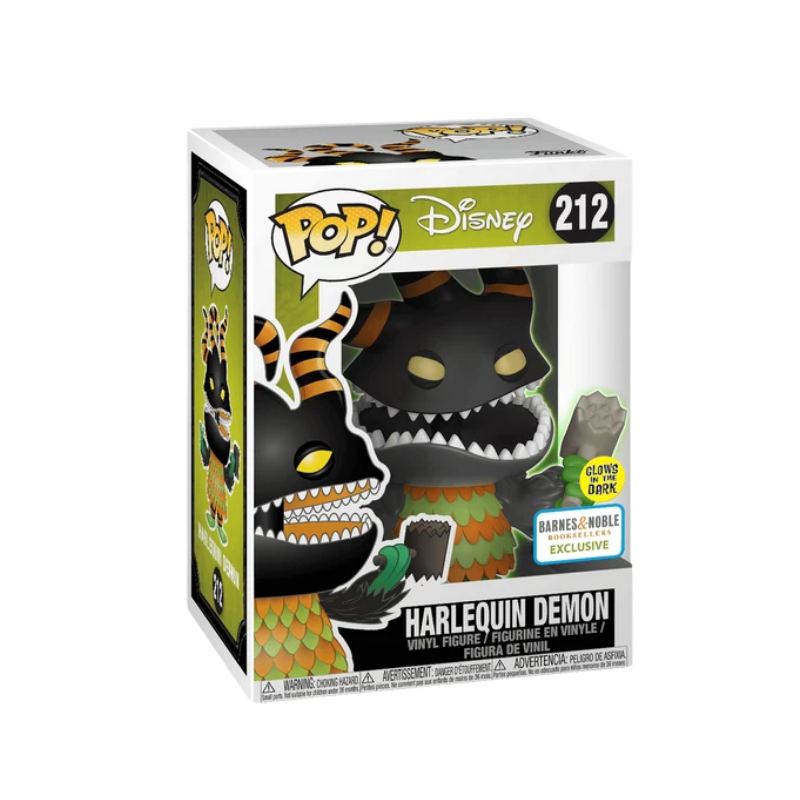 Harlequin Demon Funko Pop! #212 Glow Barnes & Noble Exclusive stock photo in-box from Disney The Nightmare Before Christmas