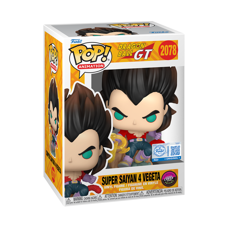 Super Saiyan 4 Vegeta Funko Pop! #2078 Flocked Glow Chase Chalice Collectibles Exclusive stock photo in-box from Dragon Ball GT