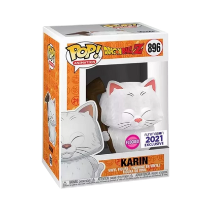 Karin Funko Pop! #896 Flocked Funimation 2021 Exclusive stock photo in-box from Dragon Ball Z