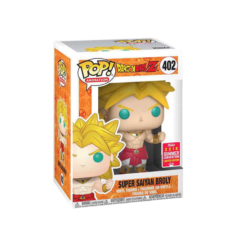 Super Saiyan Broly Funko Pop! #402 San Diego Comic Con 2018 Shared Exclusive stock photo in-box from Dragon Ball Z