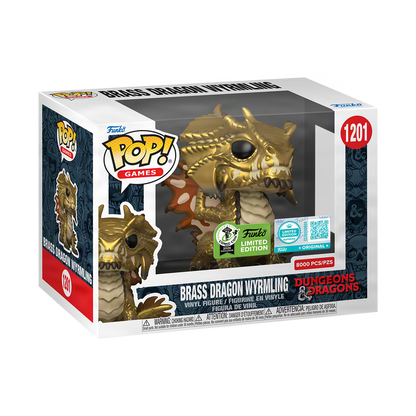 Brass Dragon Wyrmling Funko Pop! #1201 Emerald City Comic Con Official Convention Sticker stock photo in-box from Dungeons and Dragons