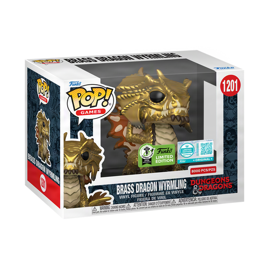 Brass Dragon Wyrmling Funko Pop! #1201 Emerald City Comic Con Official Convention Sticker stock photo in-box from Dungeons and Dragons
