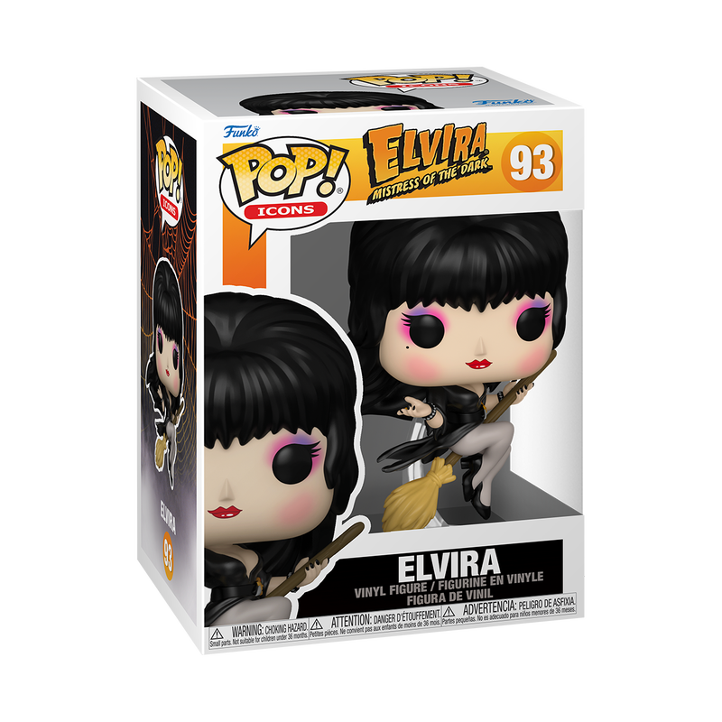 Elvira on Broom Funko Pop! #93 stock photo in-box Elvira