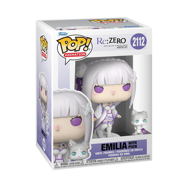 Funko Pop! Re:Zero Emilia with Puck #2112 Funko Pop box packaging front view