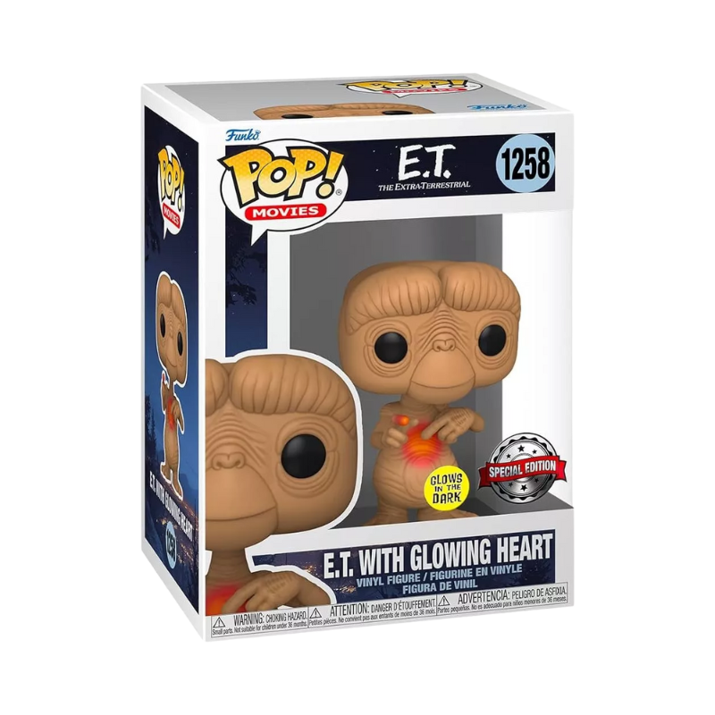 E.T. with Glowing Heart Funko Pop! #1258 Target Exclusive Glows In The Dark stock photo in-box from E.T.

