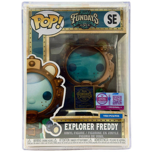 Explorer Freddy SE Funko Pop! Legendary Limited Edition 1150 Pcs Funko Fundays 2026 Quest for the Grail front view in-box