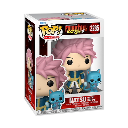 Natsu with Happy Funko Pop! #2285 stock photo in-box from Fairy Tail 100 Years Quest