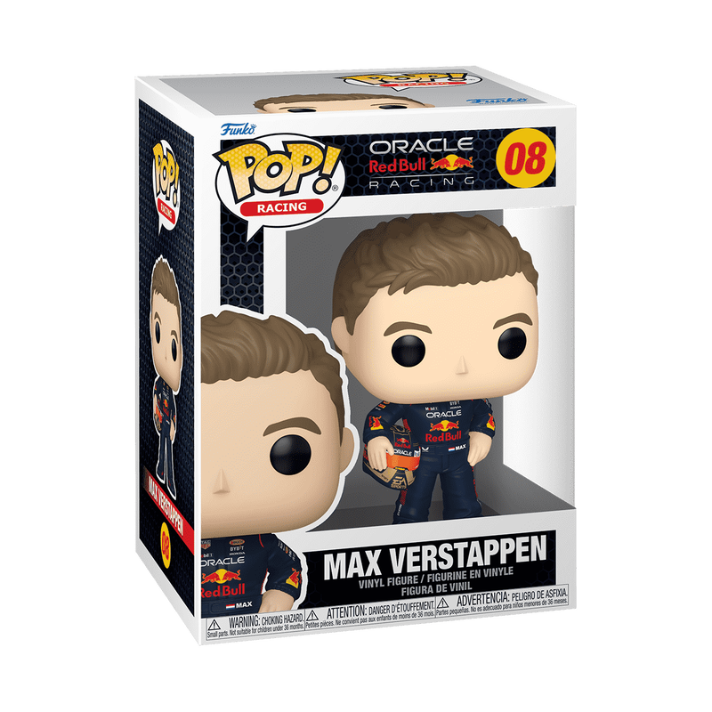 Max Verstappen with Helmet Funko Pop! #08 stock photo in-box from Formula 1 Oracle Red Bull Racing