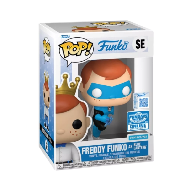 Funko Pop! Funko Freddy Funko as Blue Lantern SE Funko Fundays 2025 online limited edition figure shown inside original retail packaging
