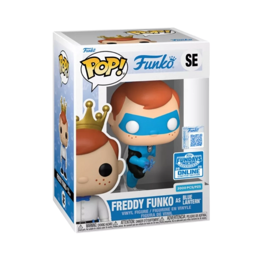 Funko Pop! Funko Freddy Funko as Blue Lantern SE Funko Fundays 2025 online limited edition figure shown inside original retail packaging