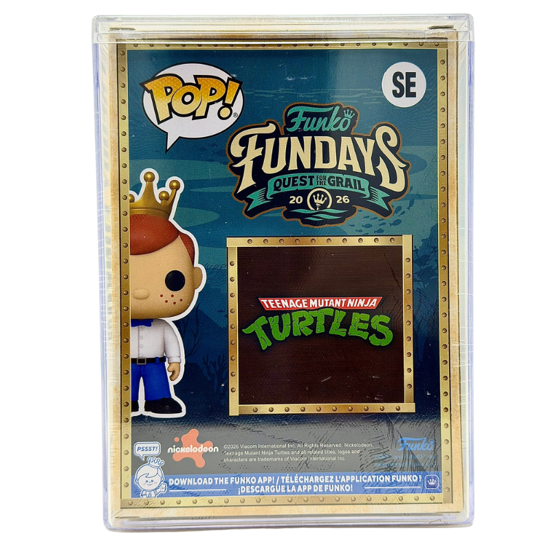 Freddy Funko as Donatello Metallic SE Funko Pop! Royalty Limited Edition 4600 Pcs Funko Fundays 2026 Quest for the Grail back view in-box