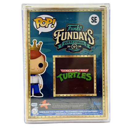 Freddy Funko as Donatello Metallic SE Funko Pop! Royalty Limited Edition 4600 Pcs Funko Fundays 2026 Quest for the Grail back view in-box