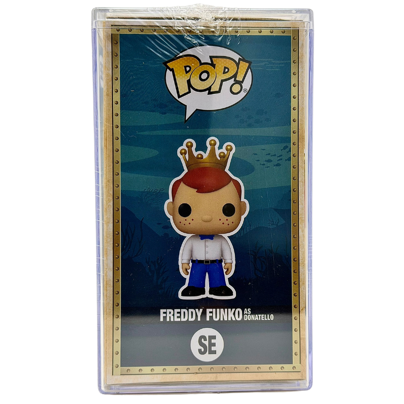 Freddy Funko as Donatello Metallic SE Funko Pop! Royalty Limited Edition 4600 Pcs Funko Fundays 2026 Quest for the Grail left side view in-box