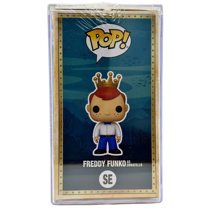 Freddy Funko as Donatello Metallic SE Funko Pop! Royalty Limited Edition 4600 Pcs Funko Fundays 2026 Quest for the Grail left side view in-box