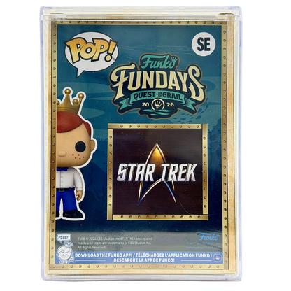 Freddy Funko as James T. Kirk (Translucent) SE Funko Pop! Legendary Limited Edition 1000 Pcs Funko Fundays 2026 Quest for the Grail back view in-box