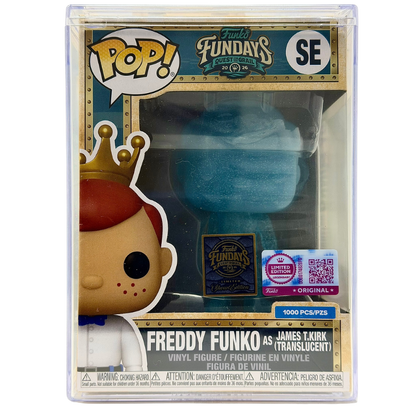 Freddy Funko as James T. Kirk (Translucent) SE Funko Pop! Legendary Limited Edition 1000 Pcs Funko Fundays 2026 Quest for the Grail front view in-box