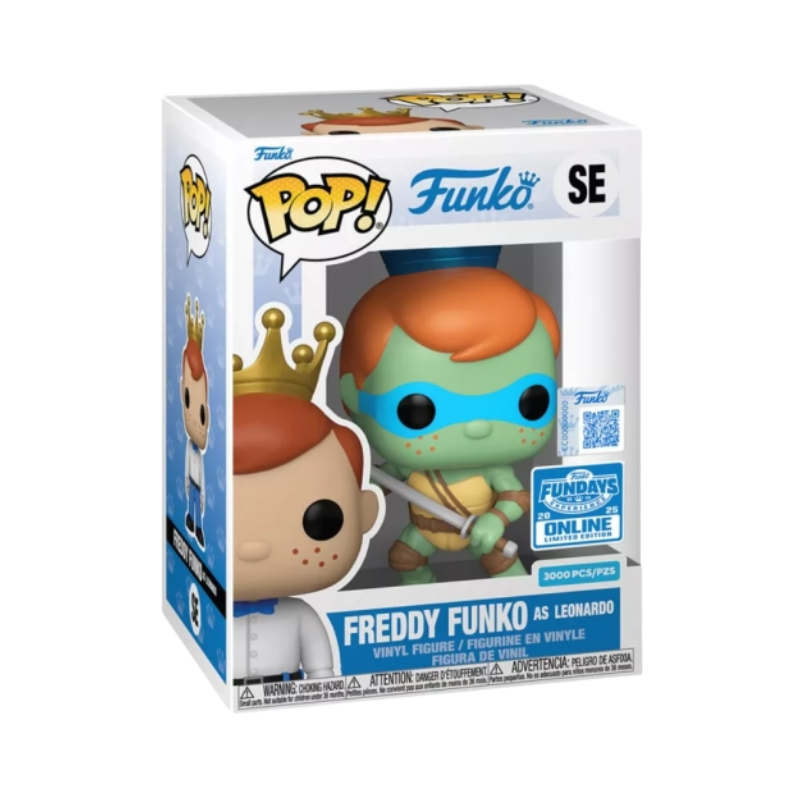 Funko Pop! Funko Freddy Funko as Leonardo SE Funko Fundays 2025 online limited edition figure shown inside original retail packaging