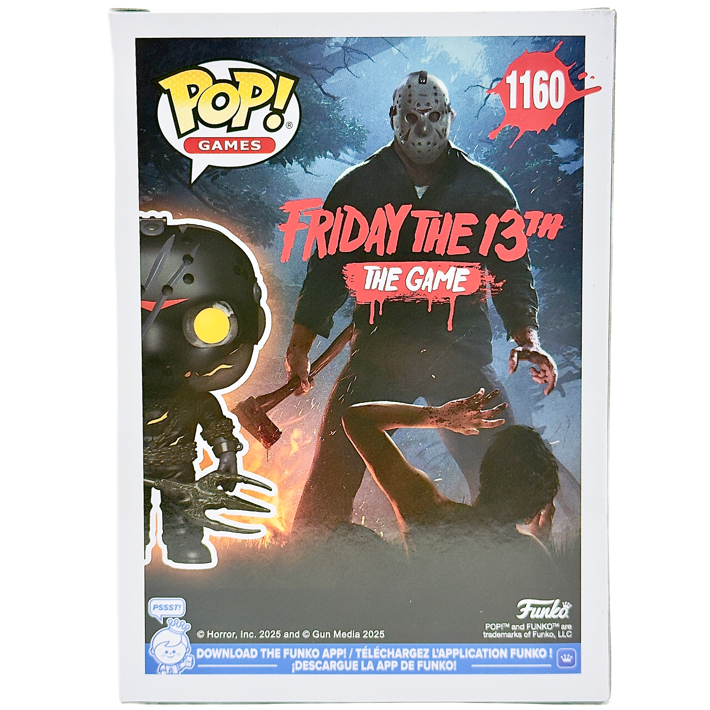 Back of box for Savini Jason Funko Pop! #1160 signed by Kane Hodder